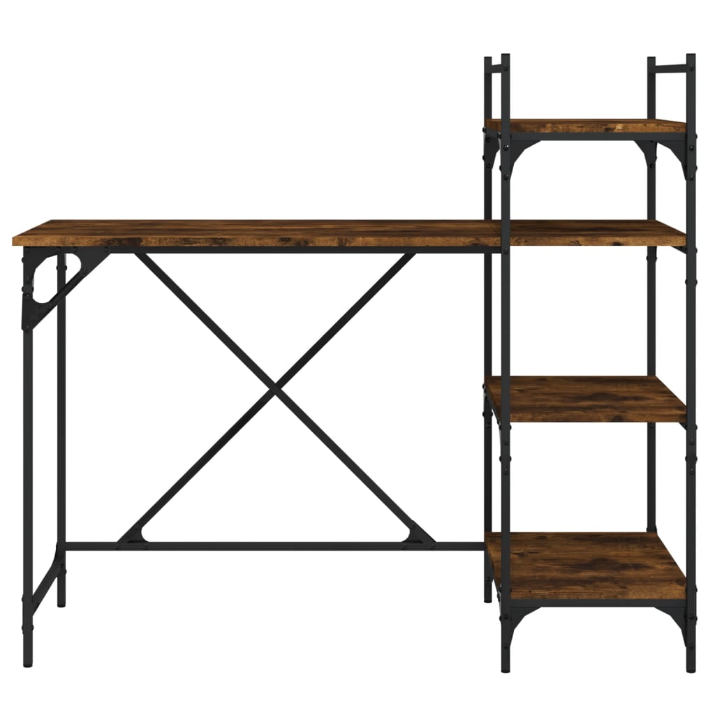 vidaXL Birou pentru computer cu rafturi stejar fumuriu 120x47x109 cm