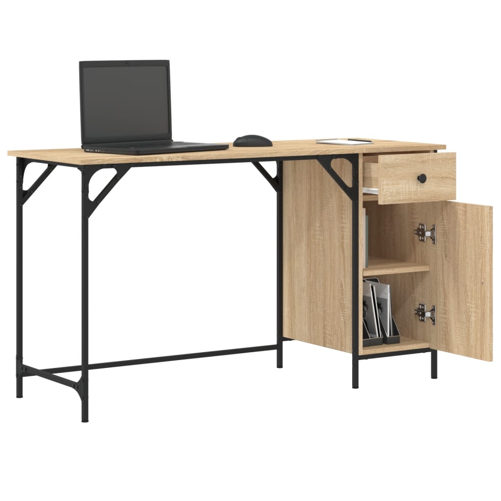 vidaXL Birou de computer, stejar sonoma, 131x48x75 cm, lemn prelucrat