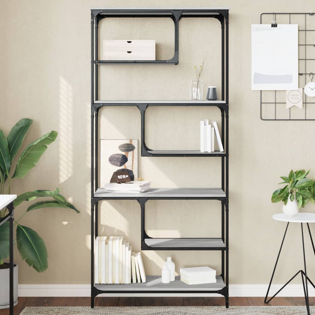 vidaXL Bibliotecă, sonoma gri, 81x36x176 cm, lemn compozit vidaXL Bibliotecă, sonoma gri, 81x36x176 cm, lemn compozit