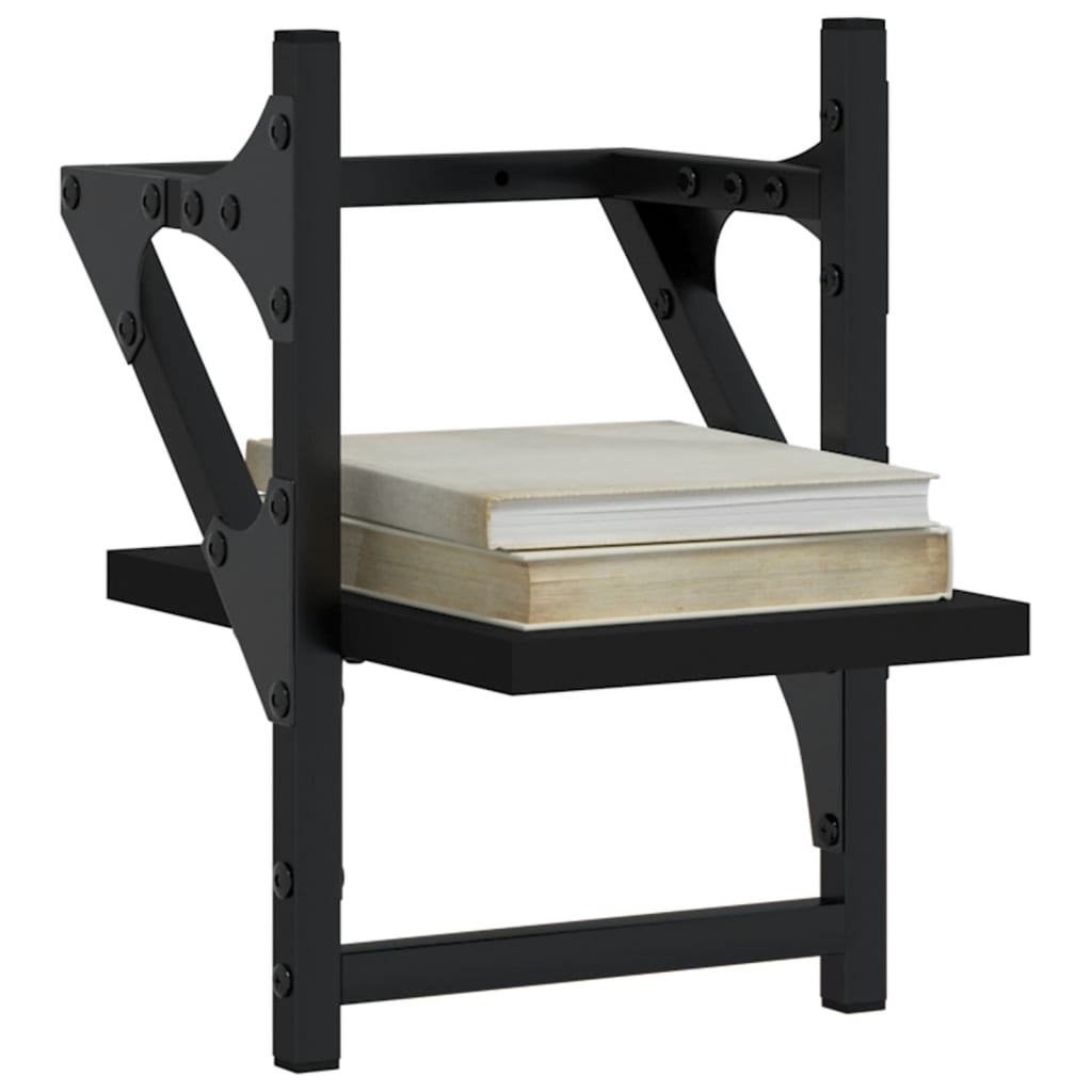 vidaXL Rafturi de perete cu bare, 2 buc, negru, 20x25x30 cm vidaXL Rafturi de perete cu bare, 2 buc, negru, 20x25x30 cm