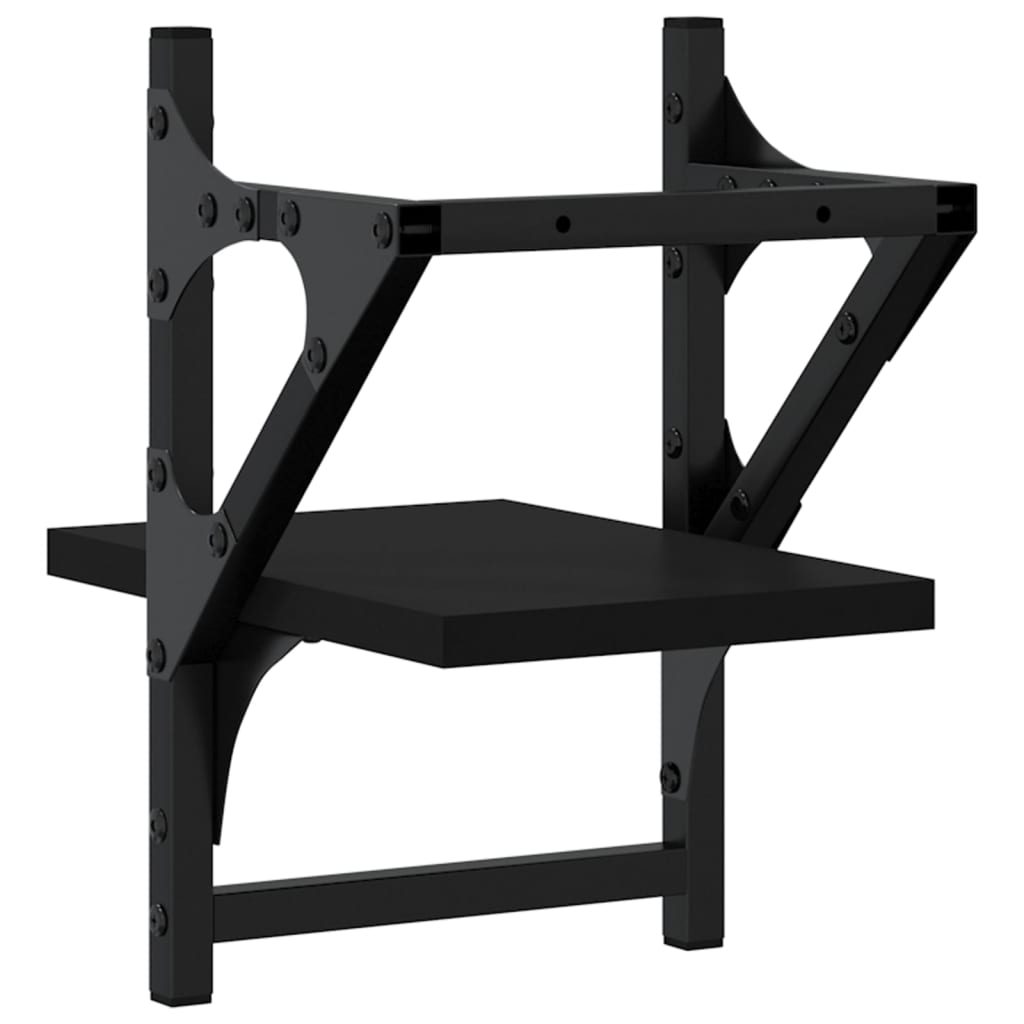 vidaXL Rafturi de perete cu bare, 2 buc, negru, 20x25x30 cm vidaXL Rafturi de perete cu bare, 2 buc, negru, 20x25x30 cm