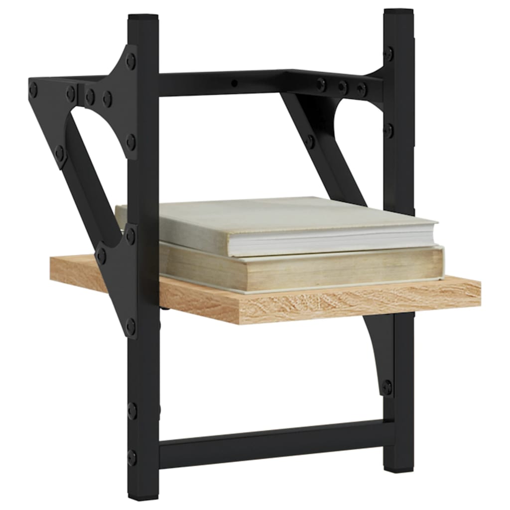 vidaXL Rafturi de perete cu bare, 2 buc, stejar sonoma, 20x25x30 cm vidaXL Rafturi de perete cu bare, 2 buc, stejar sonoma, 20x25x30 cm
