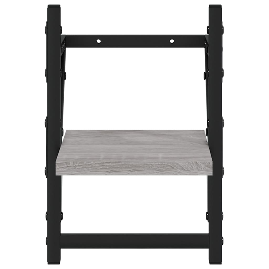 vidaXL Rafturi de perete cu bare, 2 buc., gri sonoma, 20x25x30 cm vidaXL Rafturi de perete cu bare, 2 buc., gri sonoma, 20x25x30 cm
