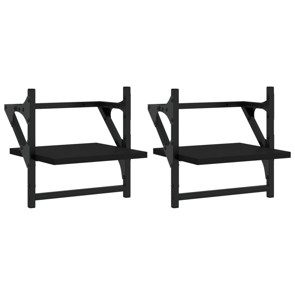 vidaXL Rafturi de perete cu bare, 2 buc, negru, 30x25x30 cm vidaXL Rafturi de perete cu bare, 2 buc, negru, 30x25x30 cm