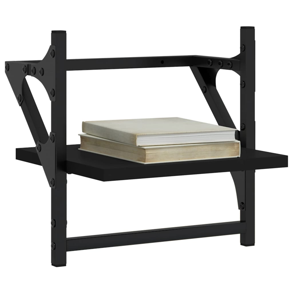 vidaXL Rafturi de perete cu bare, 2 buc, negru, 30x25x30 cm vidaXL Rafturi de perete cu bare, 2 buc, negru, 30x25x30 cm