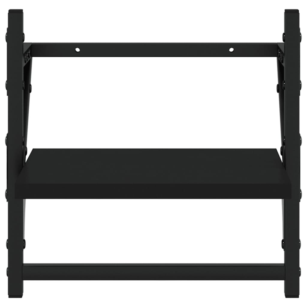 vidaXL Rafturi de perete cu bare, 2 buc, negru, 30x25x30 cm vidaXL Rafturi de perete cu bare, 2 buc, negru, 30x25x30 cm
