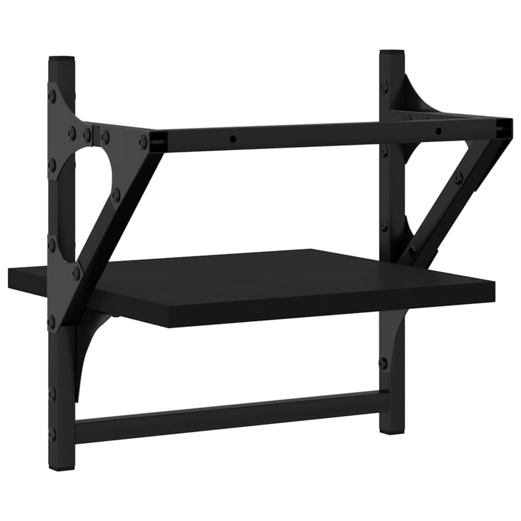 vidaXL Rafturi de perete cu bare, 2 buc, negru, 30x25x30 cm vidaXL Rafturi de perete cu bare, 2 buc, negru, 30x25x30 cm