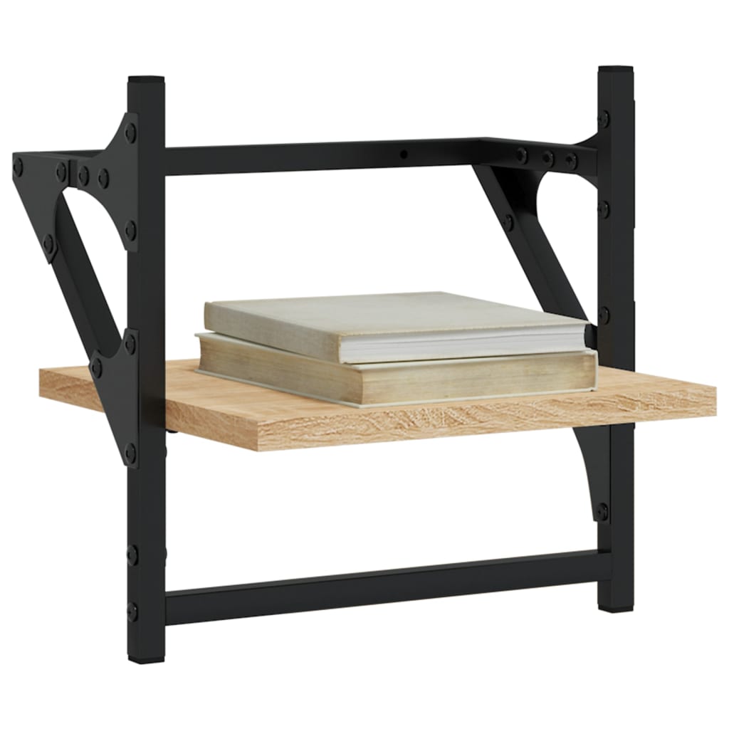 vidaXL Rafturi de perete cu bare, 2 buc, stejar sonoma, 30x25x30 cm vidaXL Rafturi de perete cu bare, 2 buc, stejar sonoma, 30x25x30 cm