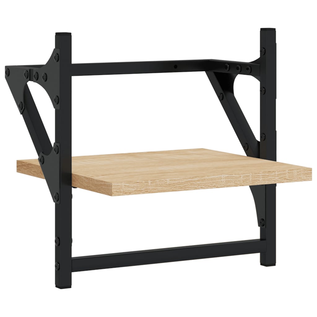 vidaXL Rafturi de perete cu bare, 2 buc, stejar sonoma, 30x25x30 cm vidaXL Rafturi de perete cu bare, 2 buc, stejar sonoma, 30x25x30 cm