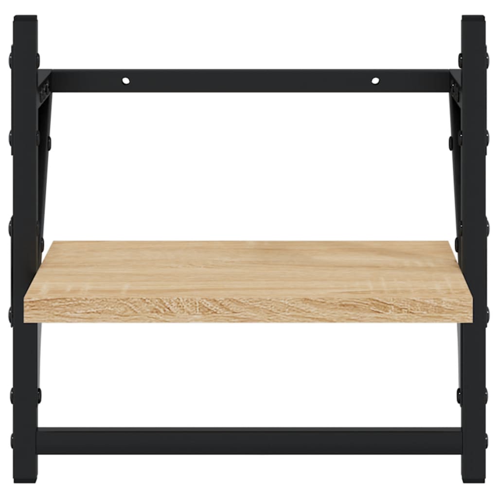 vidaXL Rafturi de perete cu bare, 2 buc, stejar sonoma, 30x25x30 cm vidaXL Rafturi de perete cu bare, 2 buc, stejar sonoma, 30x25x30 cm
