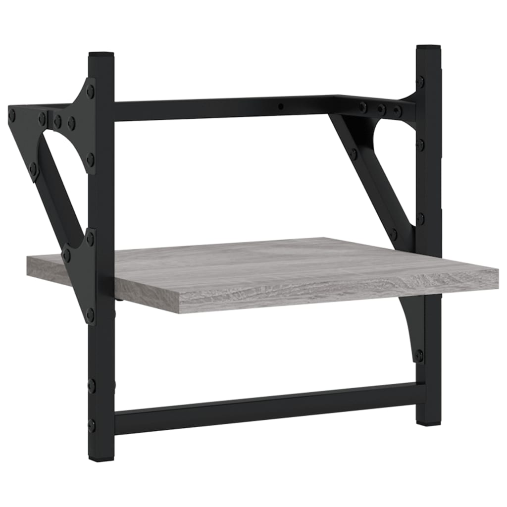 vidaXL Rafturi de perete cu bare, 2 buc., gri sonoma, 30x25x30 cm vidaXL Rafturi de perete cu bare, 2 buc., gri sonoma, 30x25x30 cm