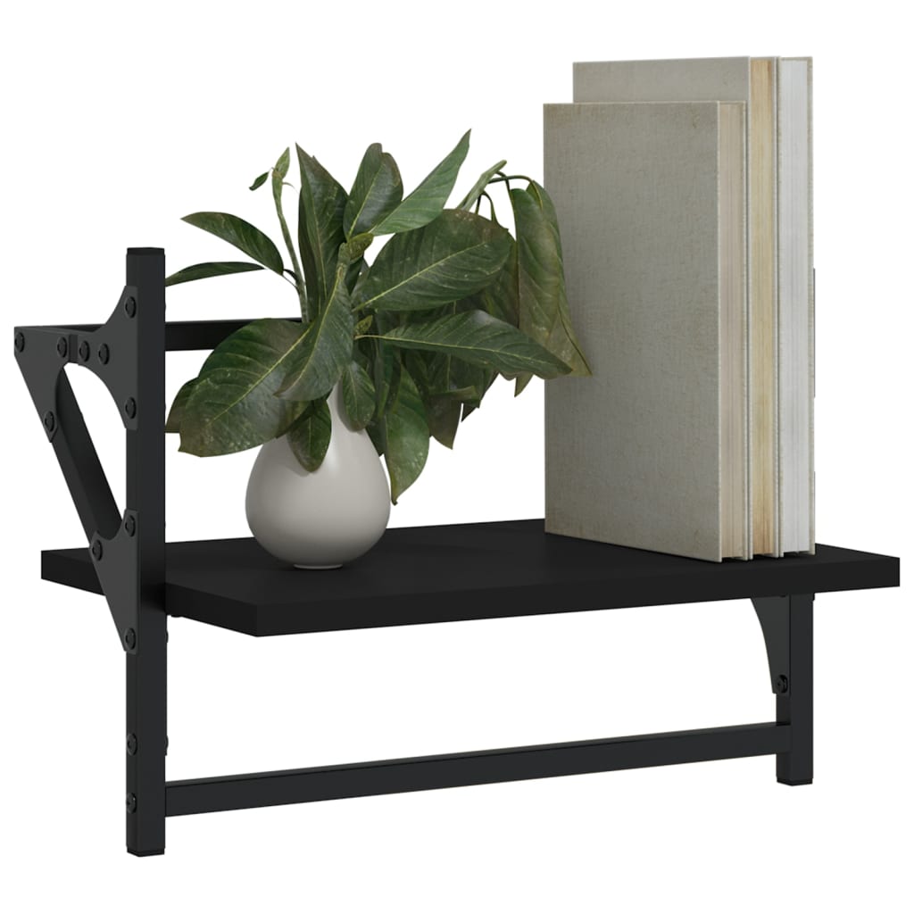 vidaXL Rafturi de perete cu bare, 2 buc, negru, 40x25x30 cm vidaXL Rafturi de perete cu bare, 2 buc, negru, 40x25x30 cm
