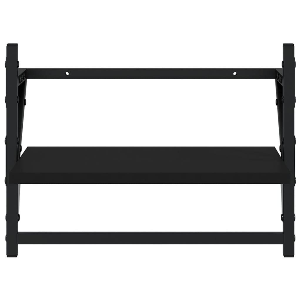 vidaXL Rafturi de perete cu bare, 2 buc, negru, 40x25x30 cm vidaXL Rafturi de perete cu bare, 2 buc, negru, 40x25x30 cm