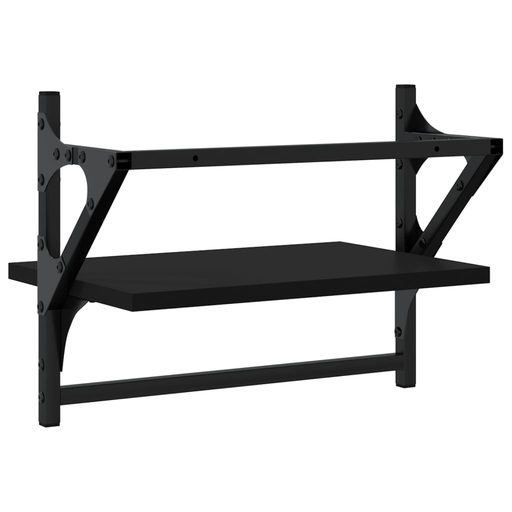 vidaXL Rafturi de perete cu bare, 2 buc, negru, 40x25x30 cm vidaXL Rafturi de perete cu bare, 2 buc, negru, 40x25x30 cm