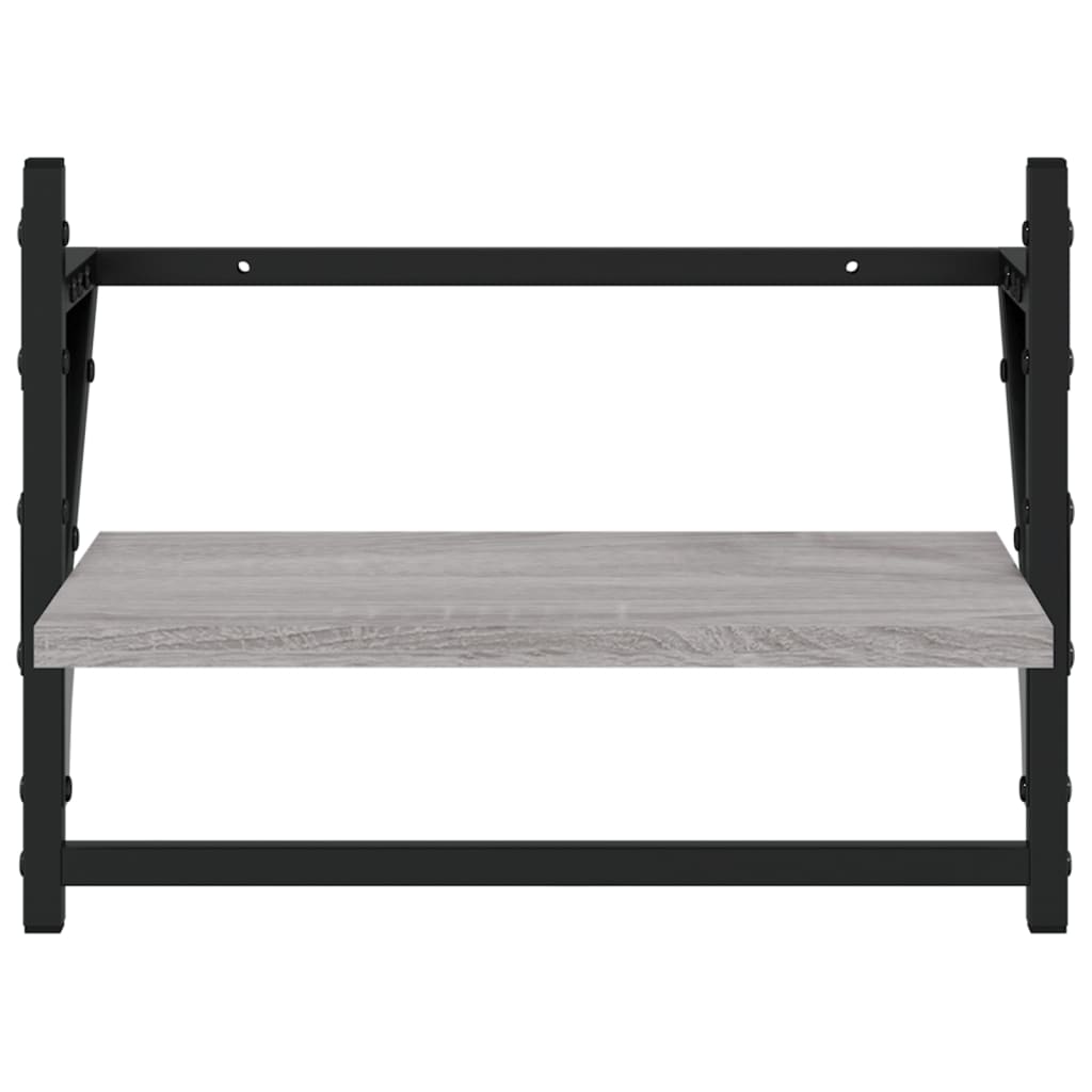 vidaXL Rafturi de perete cu bare, 2 buc., gri sonoma, 40x25x30 cm vidaXL Rafturi de perete cu bare, 2 buc., gri sonoma, 40x25x30 cm