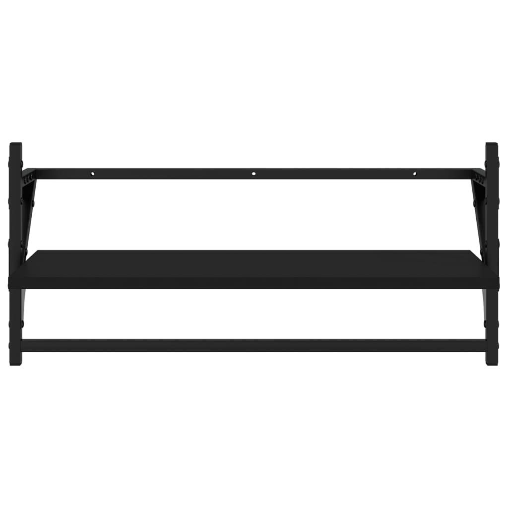 vidaXL Rafturi de perete cu bare, 2 buc, negru, 65x25x30 cm vidaXL Rafturi de perete cu bare, 2 buc, negru, 65x25x30 cm