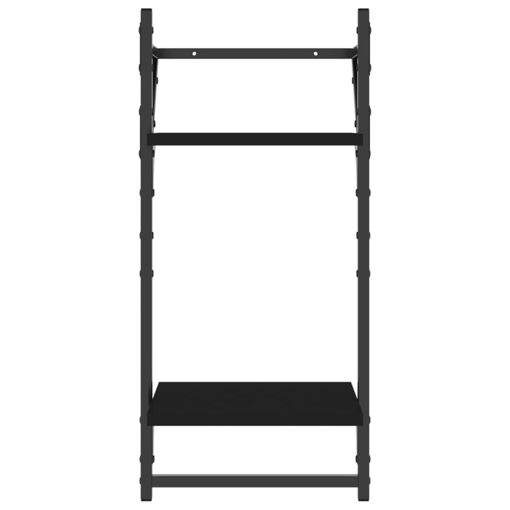 vidaXL Rafturi perete cu 2 niveluri/bare 2 buc negru 30x25x65 cm vidaXL Rafturi perete cu 2 niveluri/bare 2 buc negru 30x25x65 cm