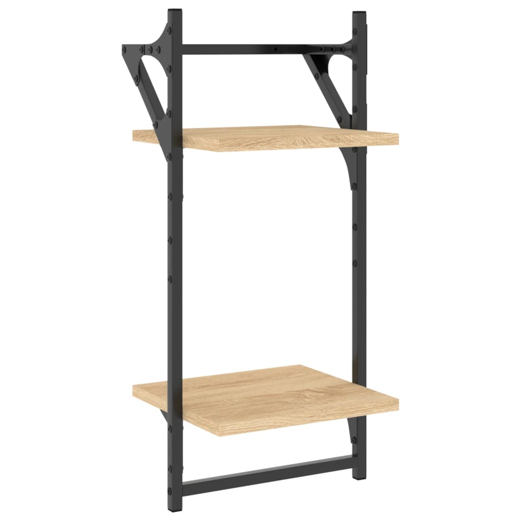vidaXL Rafturi perete cu 2 niveluri/bare 2 buc stejar sonoma30x25x65cm vidaXL Rafturi perete cu 2 niveluri/bare 2 buc stejar sonoma30x25x65cm