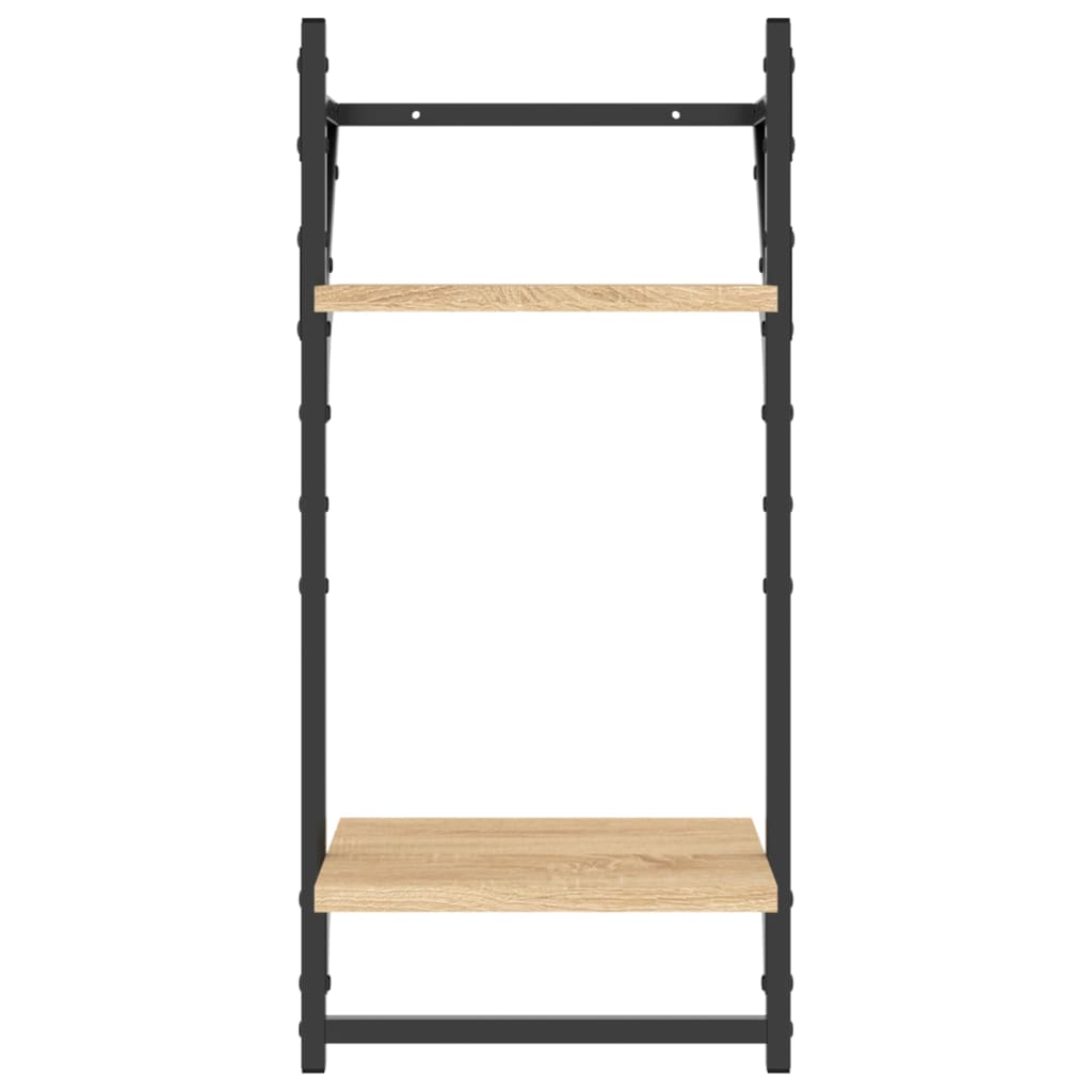 vidaXL Rafturi perete cu 2 niveluri/bare 2 buc stejar sonoma30x25x65cm vidaXL Rafturi perete cu 2 niveluri/bare 2 buc stejar sonoma30x25x65cm