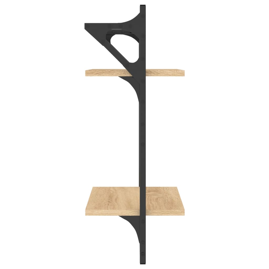 vidaXL Rafturi perete cu 2 niveluri/bare 2 buc stejar sonoma30x25x65cm vidaXL Rafturi perete cu 2 niveluri/bare 2 buc stejar sonoma30x25x65cm
