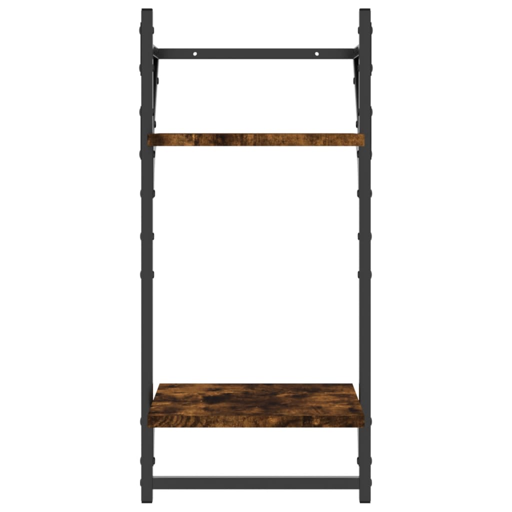 vidaXL Rafturi perete 2 niveluri/bare 2 buc stejar fumuriu 30x25x65cm vidaXL Rafturi perete 2 niveluri/bare 2 buc stejar fumuriu 30x25x65cm