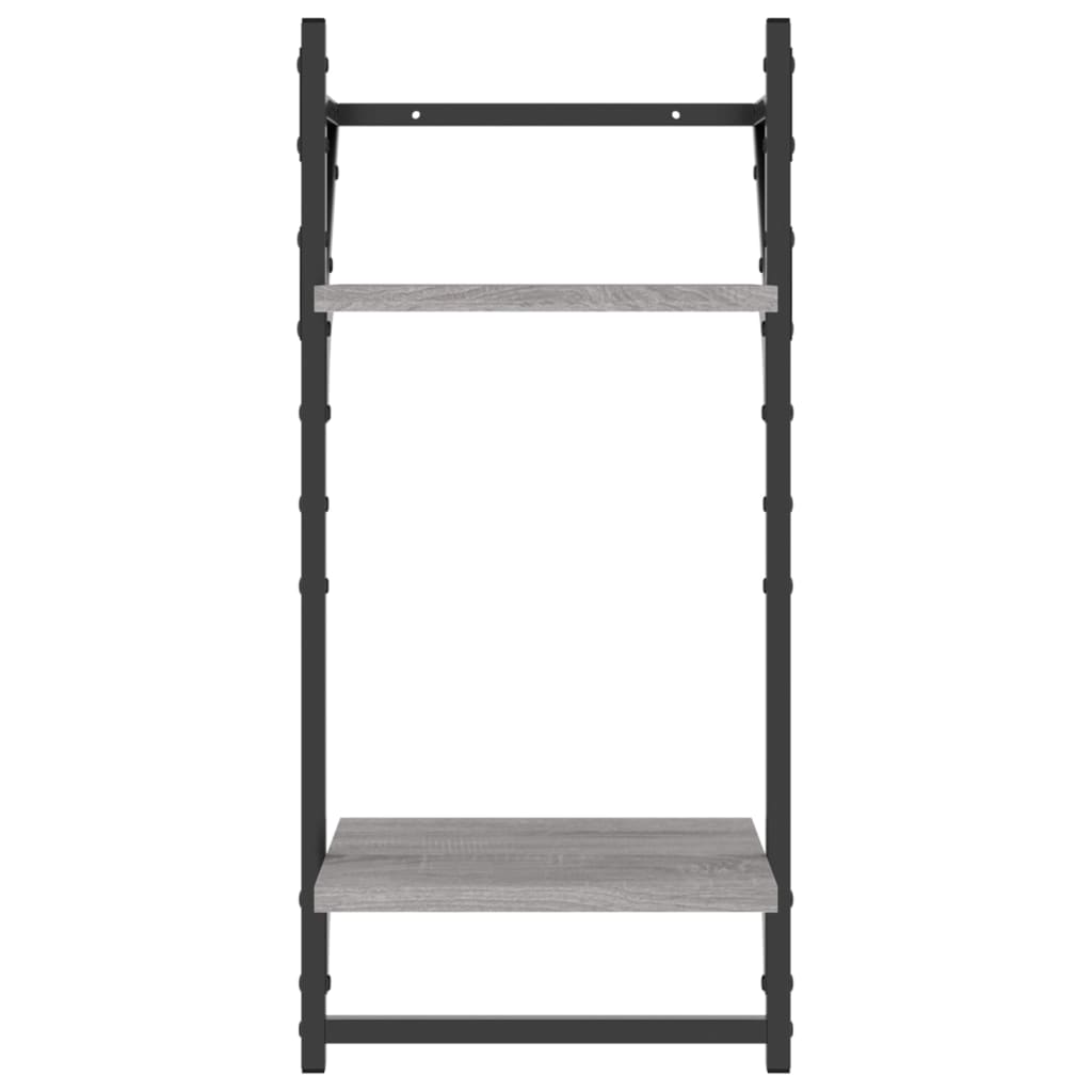vidaXL Rafturi perete 2 niveluri cu bare 2 buc. gri sonoma 30x25x65 cm
