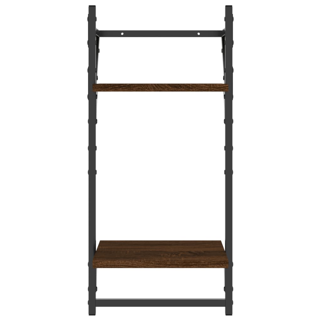vidaXL Rafturi perete cu 2 niveluri/bare 2 buc stejar maro 30x25x65 cm vidaXL Rafturi perete cu 2 niveluri/bare 2 buc stejar maro 30x25x65 cm