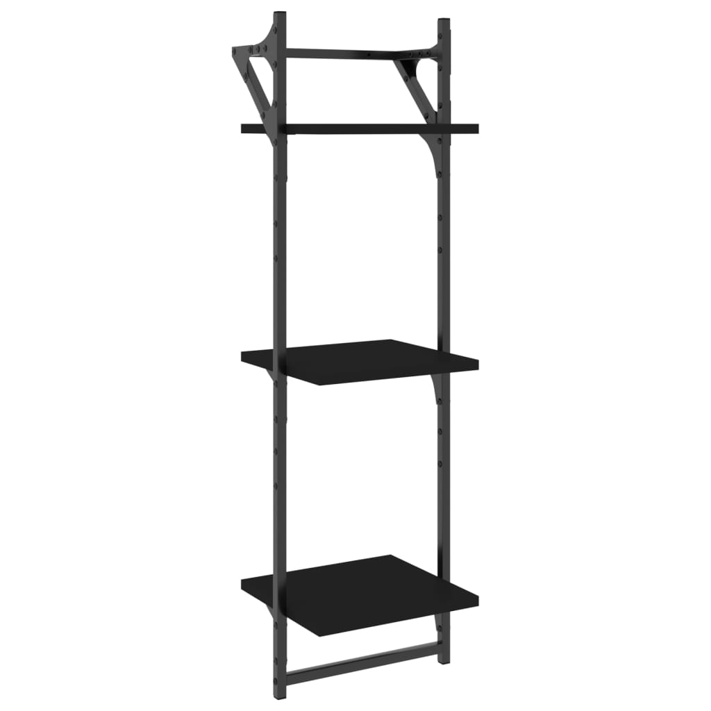 vidaXL Rafturi perete 3 niveluri/bare 2 buc negru 30x25x100cm vidaXL Rafturi perete 3 niveluri/bare 2 buc negru 30x25x100cm