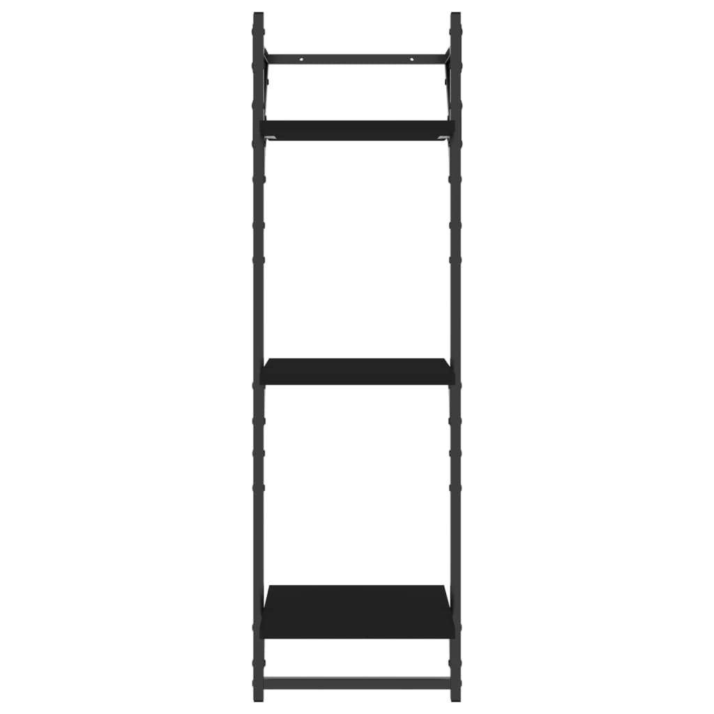 vidaXL Rafturi perete 3 niveluri/bare 2 buc negru 30x25x100cm vidaXL Rafturi perete 3 niveluri/bare 2 buc negru 30x25x100cm
