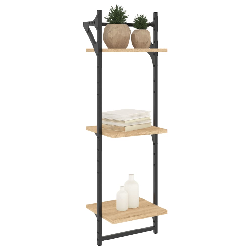 vidaXL Rafturi perete 3 niveluri/bare 2 buc stejar sonoma 30x25x100cm vidaXL Rafturi perete 3 niveluri/bare 2 buc stejar sonoma 30x25x100cm