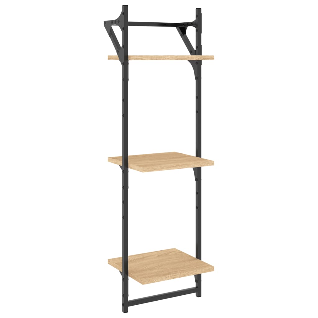vidaXL Rafturi perete 3 niveluri/bare 2 buc stejar sonoma 30x25x100cm vidaXL Rafturi perete 3 niveluri/bare 2 buc stejar sonoma 30x25x100cm