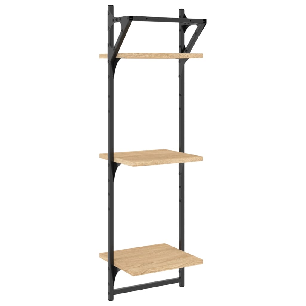 vidaXL Rafturi perete 3 niveluri/bare 2 buc stejar sonoma 30x25x100cm vidaXL Rafturi perete 3 niveluri/bare 2 buc stejar sonoma 30x25x100cm