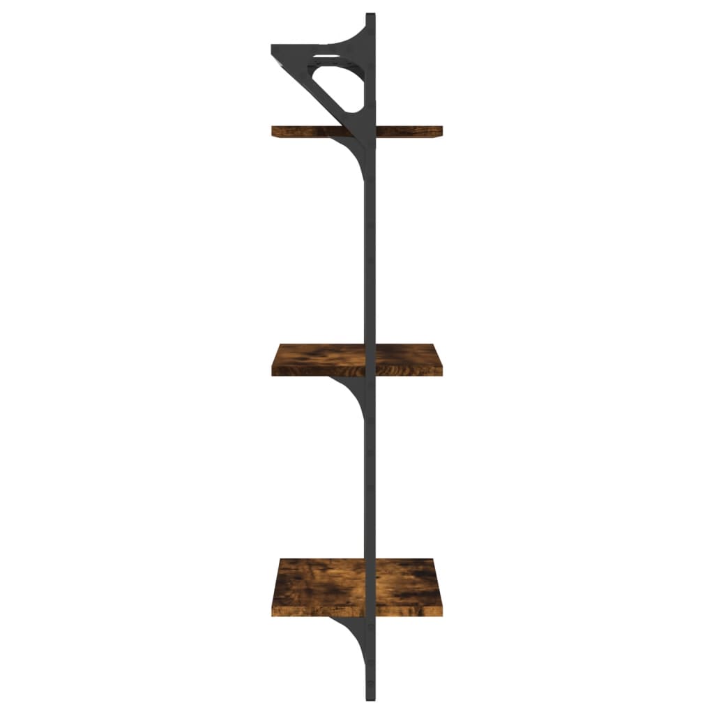 vidaXL Rafturi perete 3 niveluri/bare 2 buc stejar fumuriu 30x25x100cm vidaXL Rafturi perete 3 niveluri/bare 2 buc stejar fumuriu 30x25x100cm
