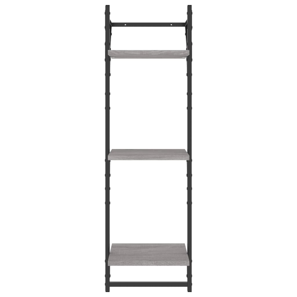 vidaXL Rafturi perete 3 niveluri cu bare 2 buc. gri sonoma 30x25x100cm vidaXL Rafturi perete 3 niveluri cu bare 2 buc. gri sonoma 30x25x100cm