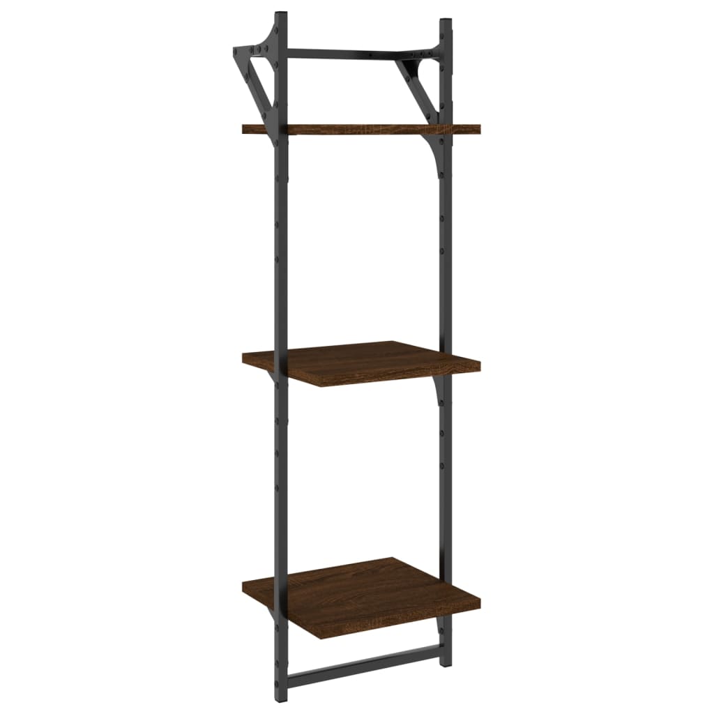 vidaXL Rafturi perete cu 3 niveluri/bare 2 buc stejar maro 30x25x100cm vidaXL Rafturi perete cu 3 niveluri/bare 2 buc stejar maro 30x25x100cm