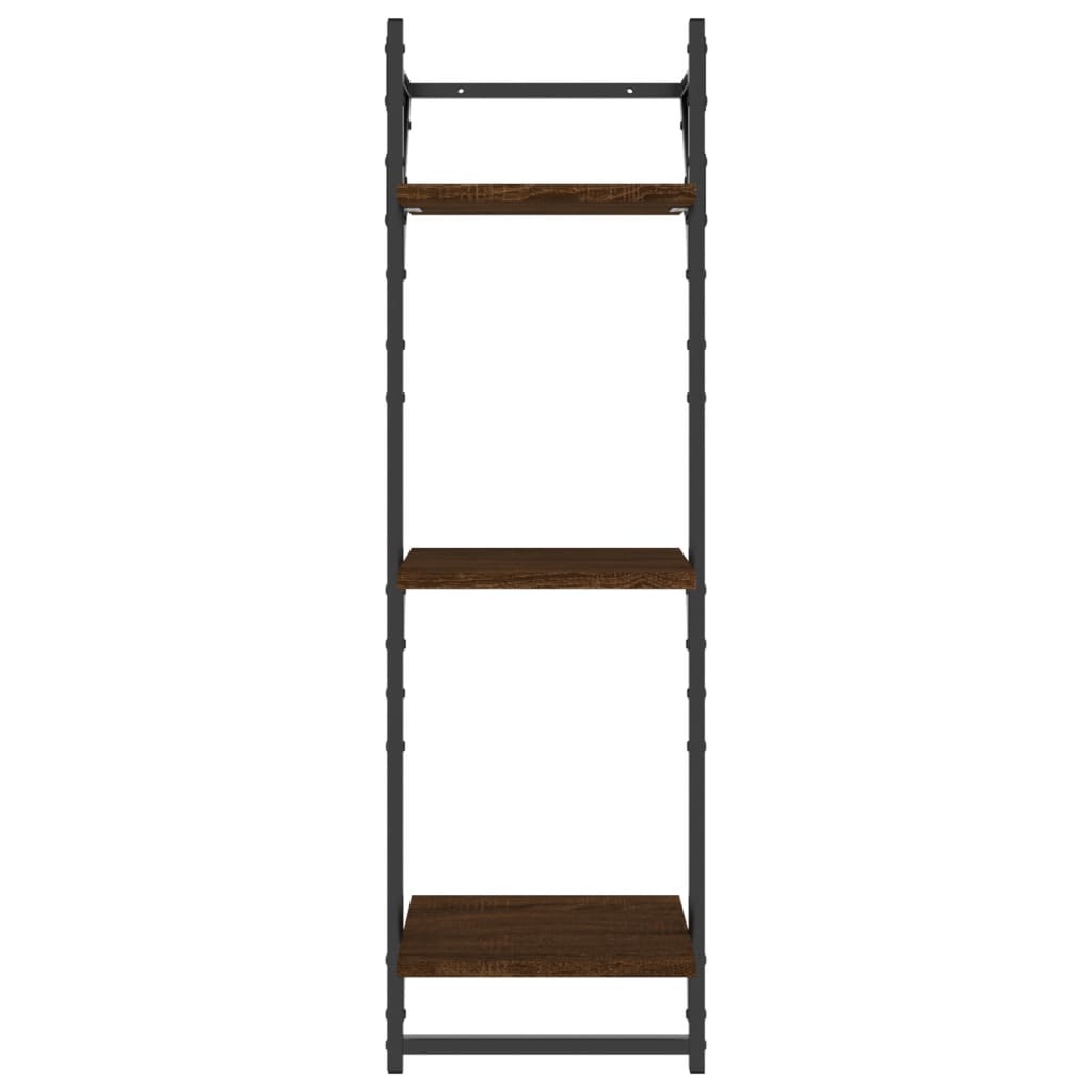 vidaXL Rafturi perete cu 3 niveluri/bare 2 buc stejar maro 30x25x100cm vidaXL Rafturi perete cu 3 niveluri/bare 2 buc stejar maro 30x25x100cm