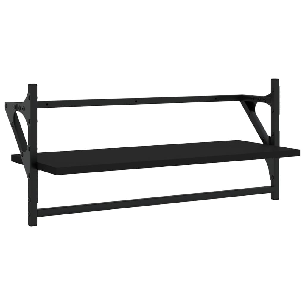 vidaXL Set rafturi perete cu bare, 4 buc. negru lemn prelucrat vidaXL Set rafturi perete cu bare, 4 buc. negru lemn prelucrat