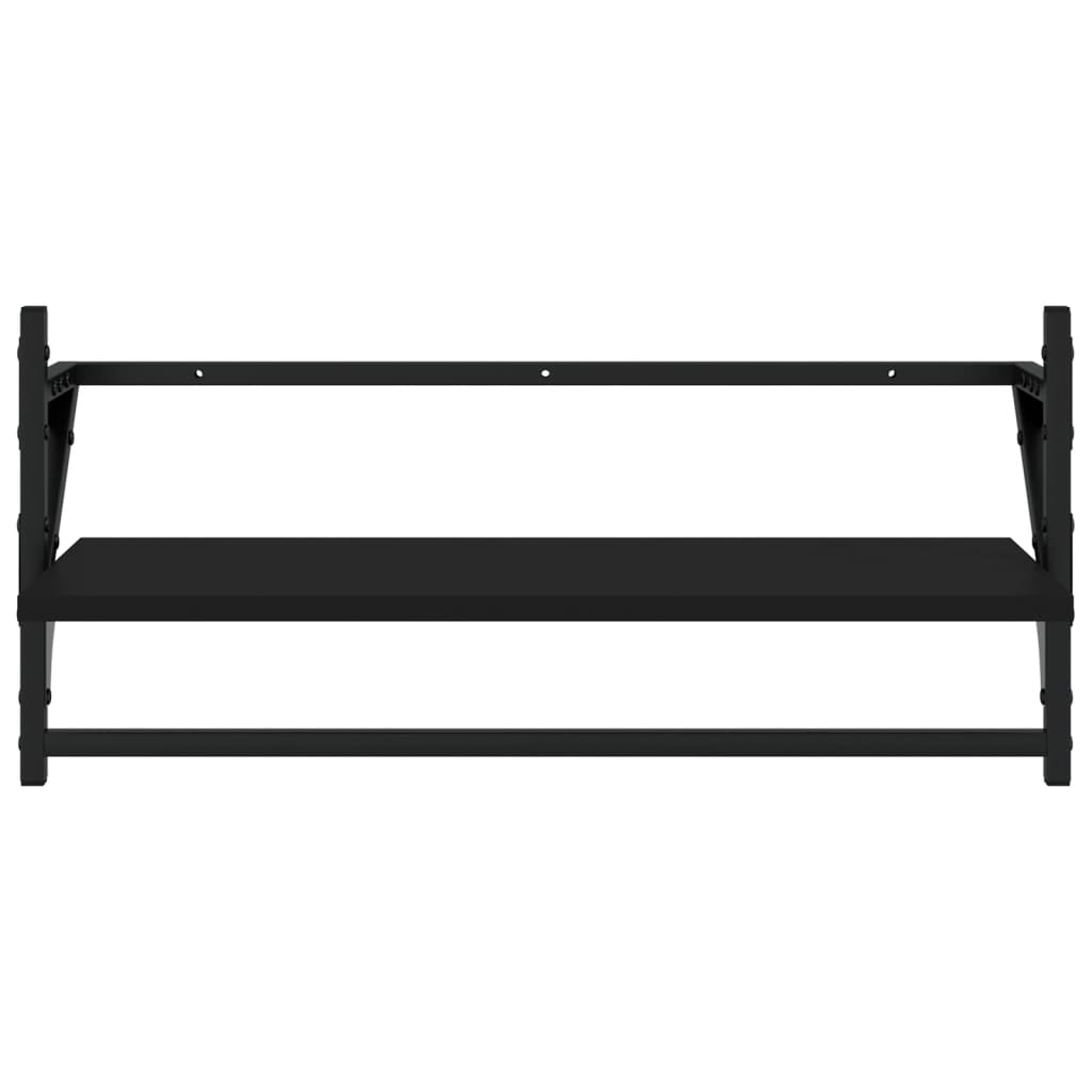 vidaXL Set rafturi perete cu bare, 4 buc. negru lemn prelucrat vidaXL Set rafturi perete cu bare, 4 buc. negru lemn prelucrat