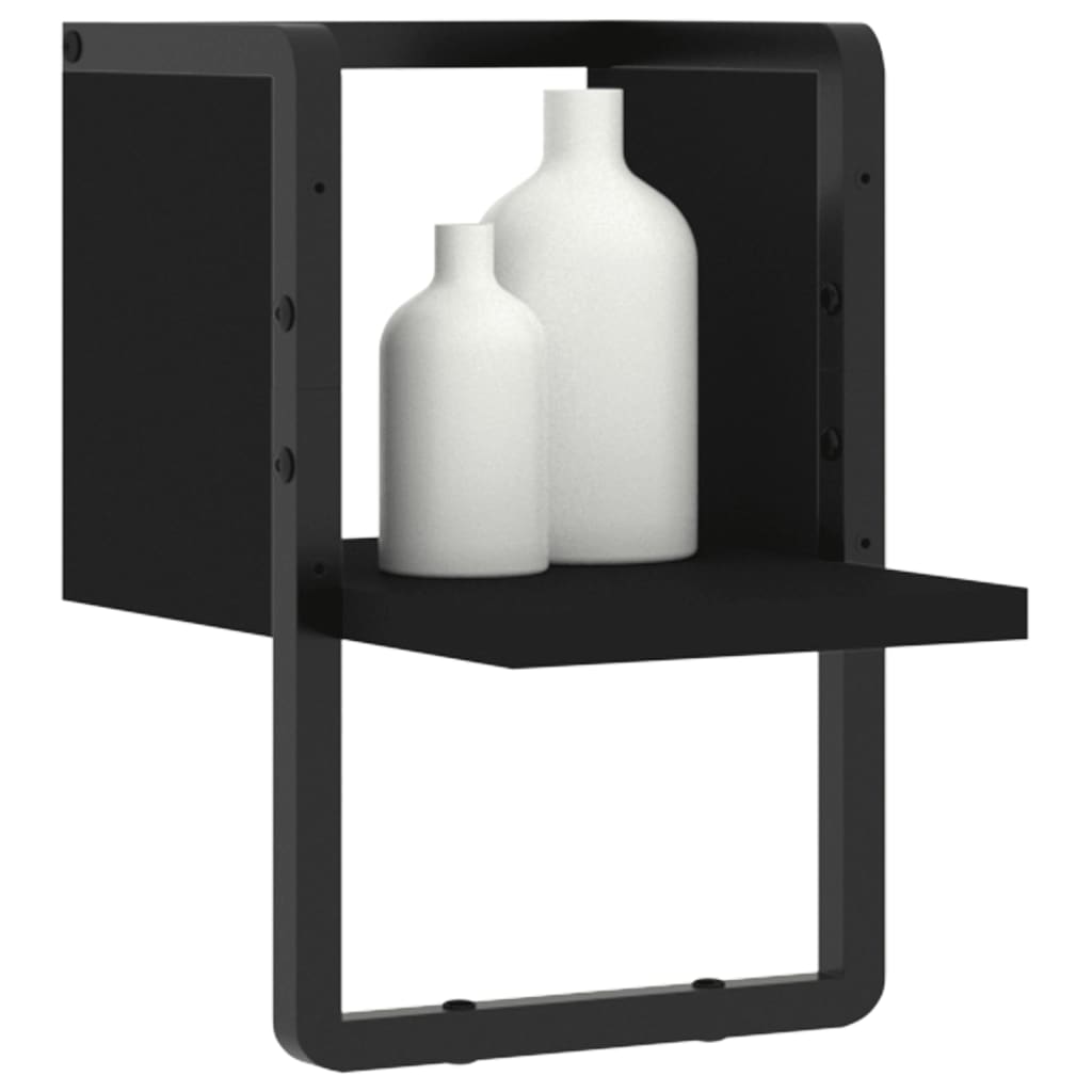 vidaXL Raft de perete cu bare, negru, 20x25x30 cm vidaXL Raft de perete cu bare, negru, 20x25x30 cm