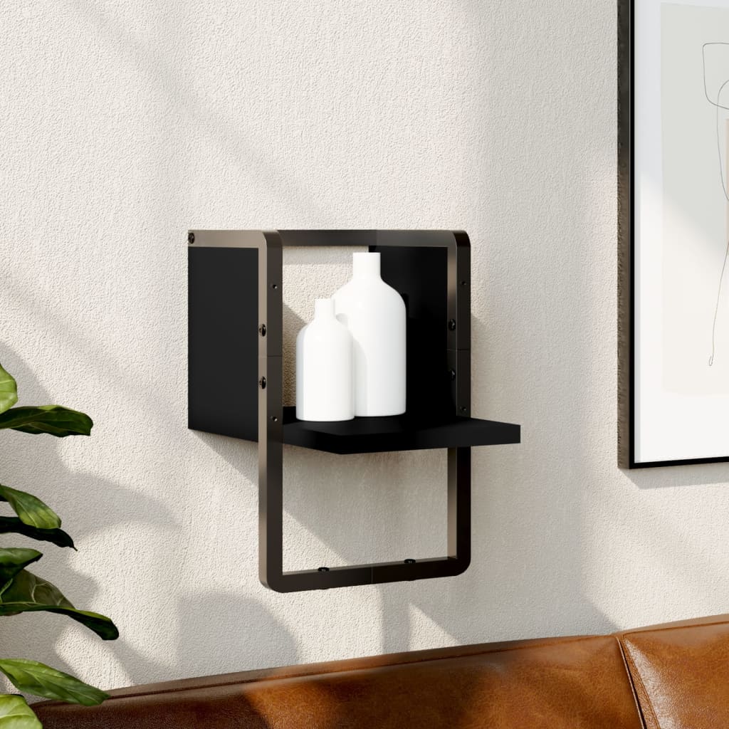 vidaXL Raft de perete cu bare, negru, 20x25x30 cm vidaXL Raft de perete cu bare, negru, 20x25x30 cm