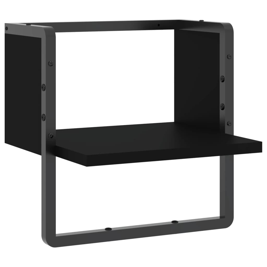 vidaXL Raft de perete cu bare, negru, 30x25x30 cm vidaXL Raft de perete cu bare, negru, 30x25x30 cm
