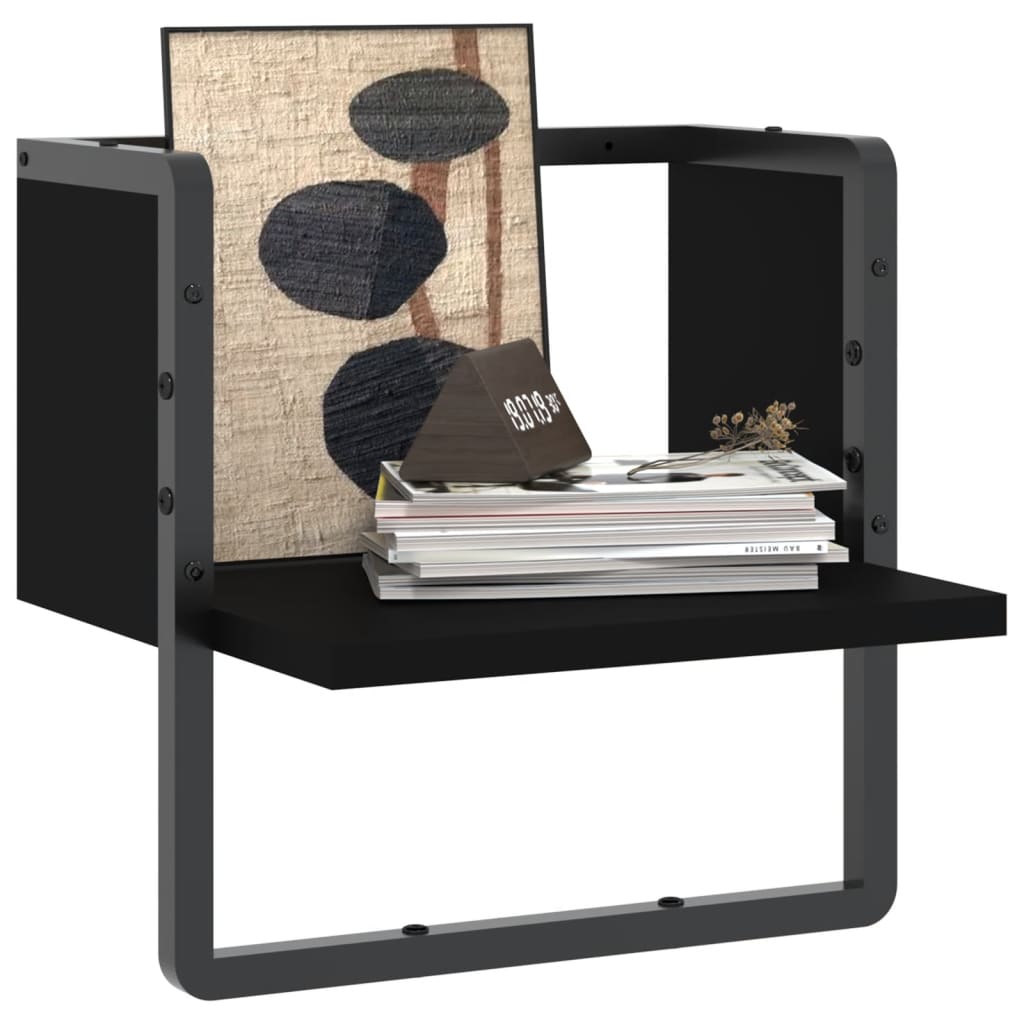 vidaXL Raft de perete cu bare, negru, 30x25x30 cm vidaXL Raft de perete cu bare, negru, 30x25x30 cm
