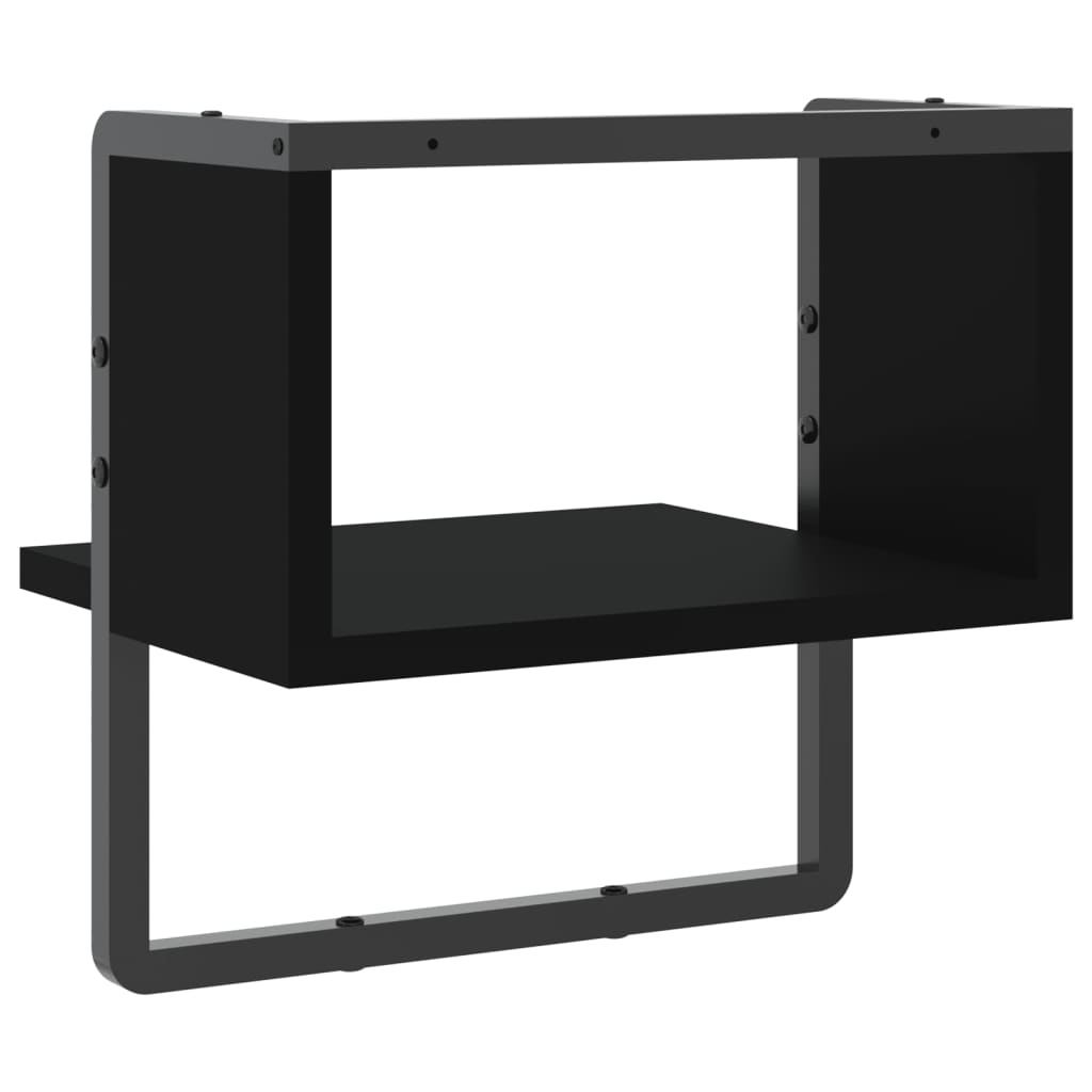 vidaXL Raft de perete cu bare, negru, 30x25x30 cm vidaXL Raft de perete cu bare, negru, 30x25x30 cm