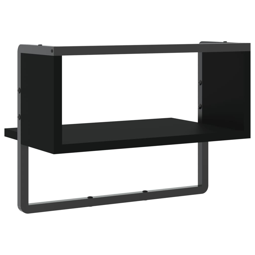 vidaXL Raft de perete cu bare, negru, 40x25x30 cm vidaXL Raft de perete cu bare, negru, 40x25x30 cm