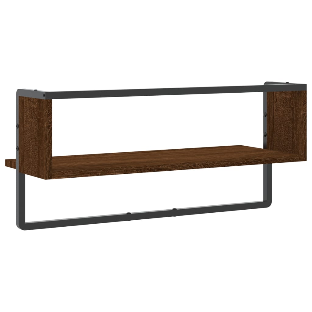 vidaXL Raft de perete cu bare, stejar maro, 65x25x30 cm vidaXL Raft de perete cu bare, stejar maro, 65x25x30 cm