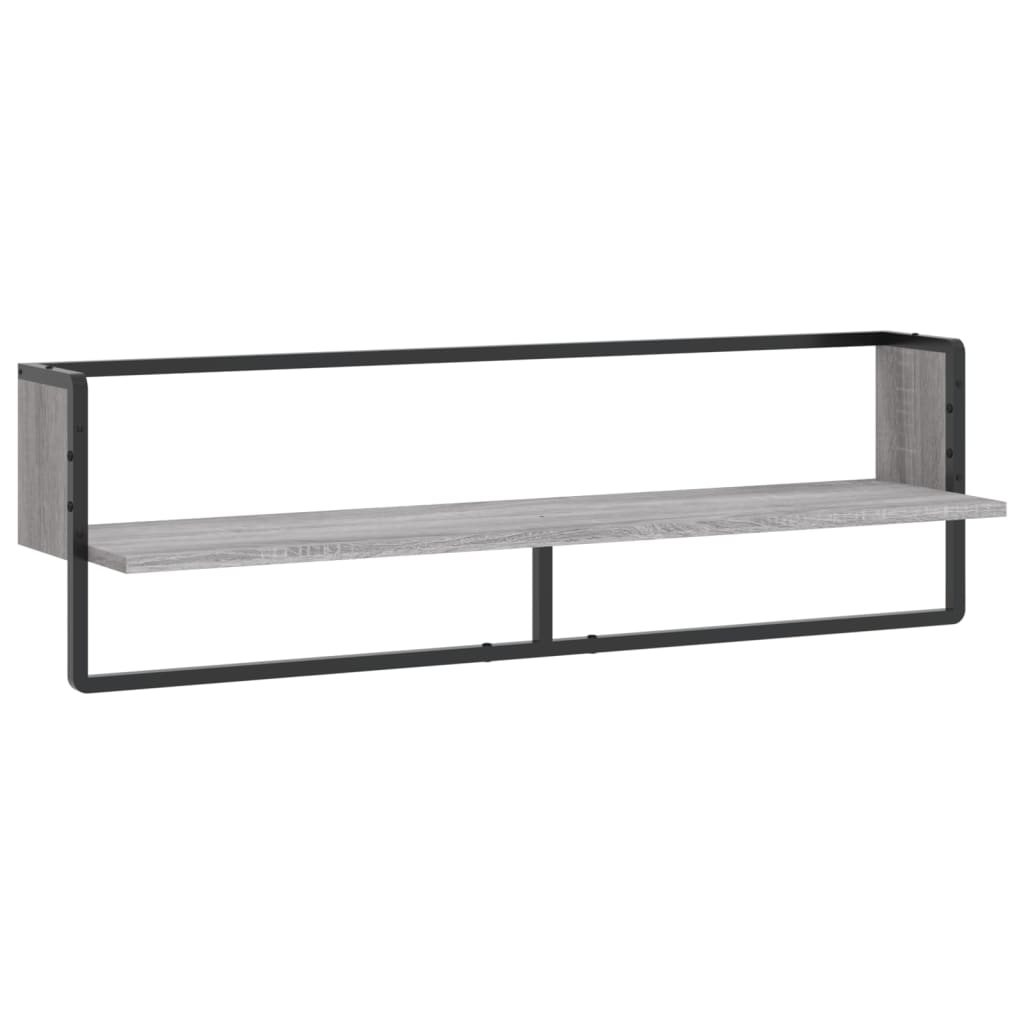 vidaXL Raft de perete cu bară, gri sonoma, 100x25x30 cm vidaXL Raft de perete cu bară, gri sonoma, 100x25x30 cm