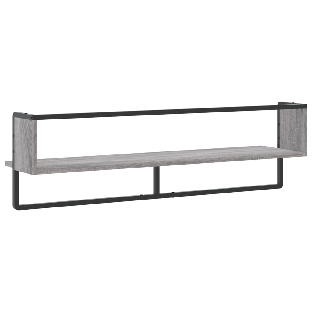 vidaXL Raft de perete cu bară, gri sonoma, 100x25x30 cm vidaXL Raft de perete cu bară, gri sonoma, 100x25x30 cm