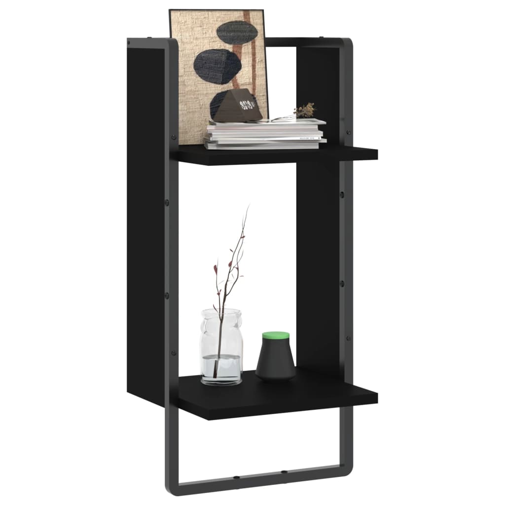 vidaXL Raft de perete cu bare, negru, 30x25x65 cm vidaXL Raft de perete cu bare, negru, 30x25x65 cm