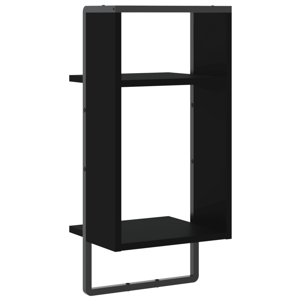 vidaXL Raft de perete cu bare, negru, 30x25x65 cm vidaXL Raft de perete cu bare, negru, 30x25x65 cm