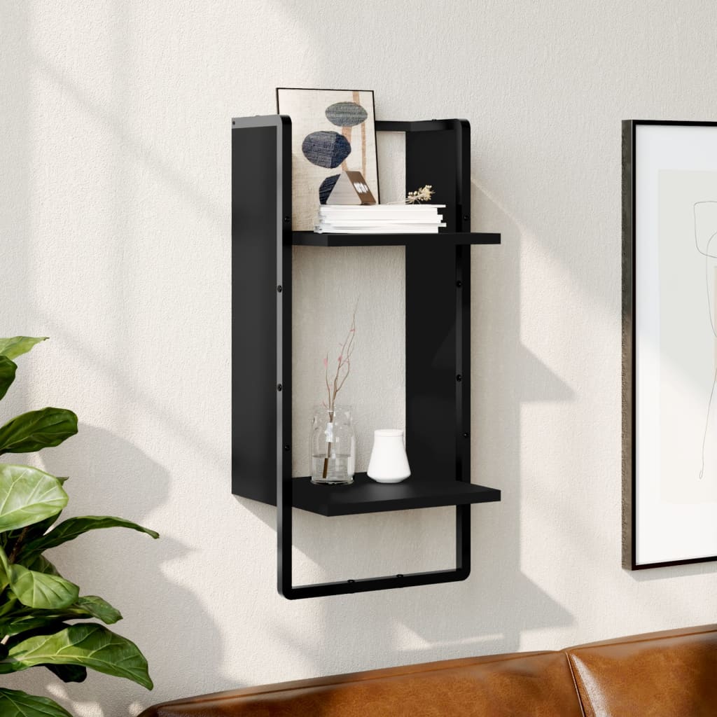 vidaXL Raft de perete cu bare, negru, 30x25x65 cm vidaXL Raft de perete cu bare, negru, 30x25x65 cm
